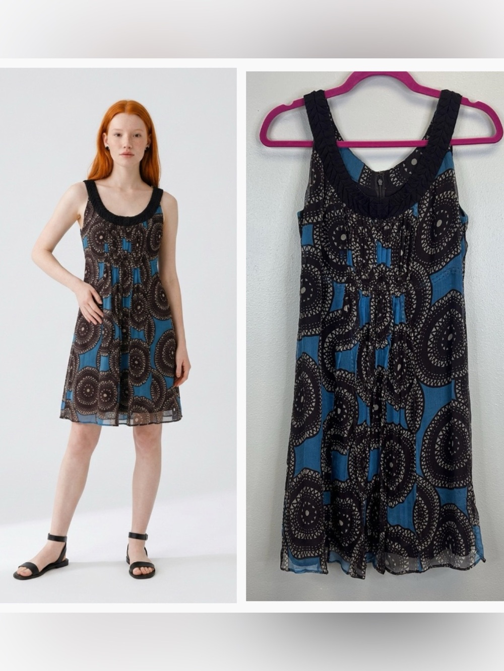 Silk Vintage Tori Burch Dress Artsy Cruise Y2K Babydoll Party Summer Resort Boho